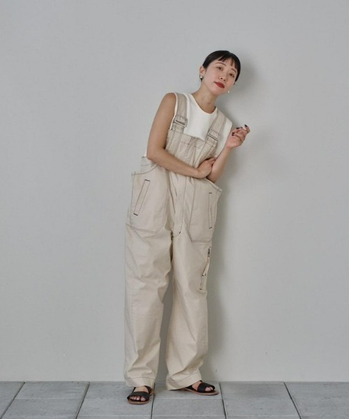 TODAYFUL（トゥデイフル）の「フロントジップコットンサロペット