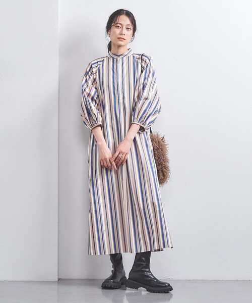 美品 TICCA 3万円 ストライプ柄シャツワンピース ロングワンピース 330