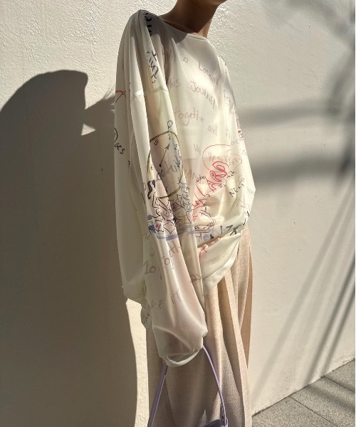 Ameri（アメリ）の「Gabrielle×AMERI 10TH HISTORY SHEER TOP（Tシャツ