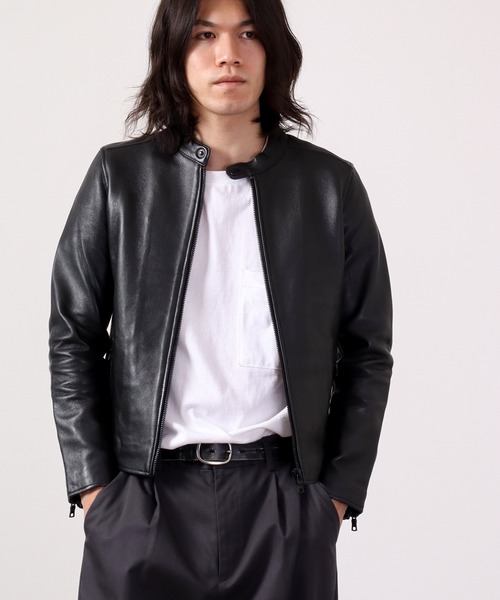セール】London Denim Cafe Racer Leather Jacket カフェレーサー