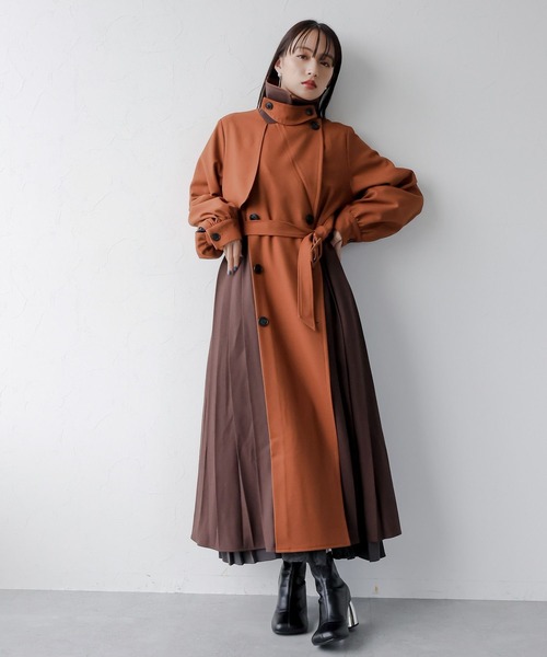 HARE（ハレ）の「バイカラープリーツコート(HARE)（チェスターコート