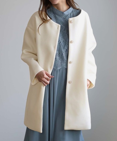 セール】ノーカラーミドル丈コート（ノーカラーコート）｜Girly Doll