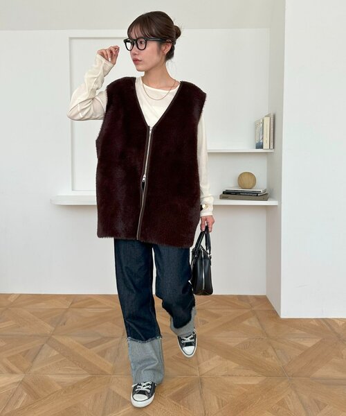ユニセックス】ミンクライクファーベスト（ベスト）｜DISCOAT（ディス