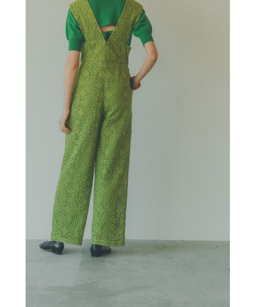 CLANE（クラネ）の「CHEMICAL LACE SALOPETTE PANTS（サロペット