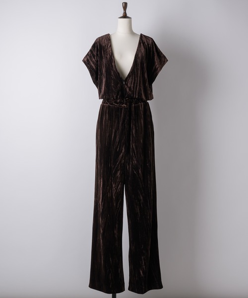 セール】楊柳ベロアオールインワン（つなぎ/オールインワン）｜LA