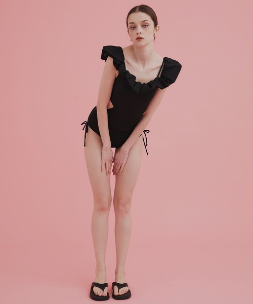 入荷禁止】2WAYフリルオフショルサイドリボンスイムウェア（水着