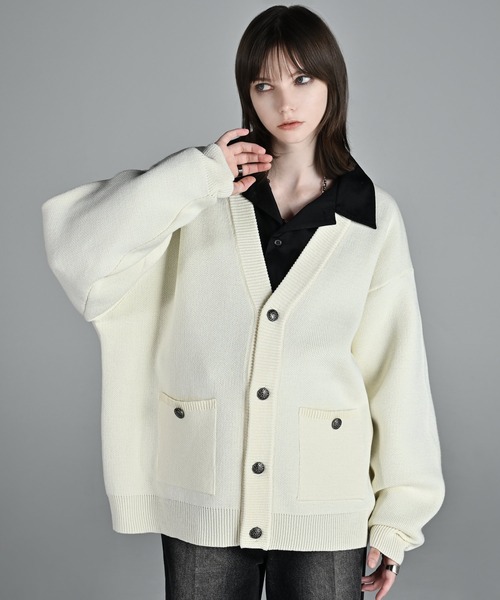 extra quality heavy weight jacquard knit cardigan / エクストラ