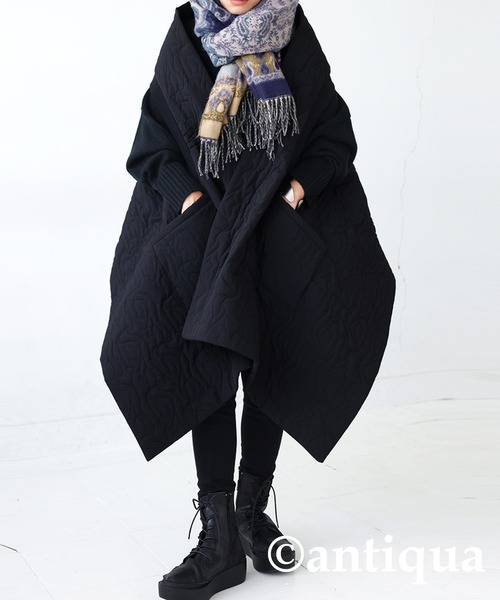 ピーチスキンキルティングロング丈ベスト（ベスト）｜antiqua