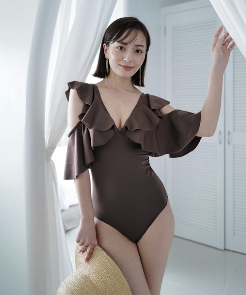 フリルスリーブワンピーススイムウエア 水着（水着）｜anuans（ア