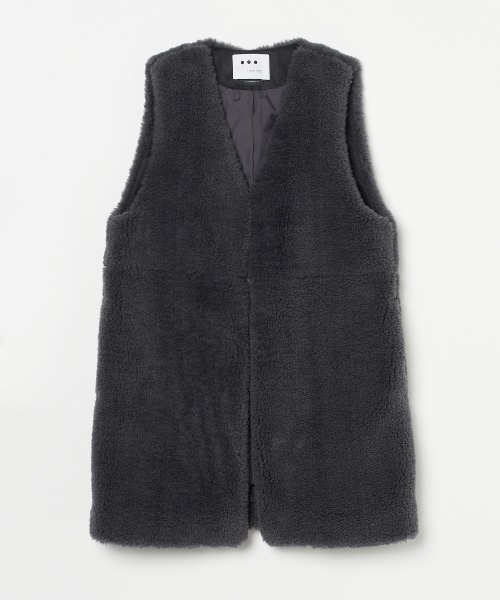 three dotsアップサイクル エコファー ジップベスト 定価4万円 three