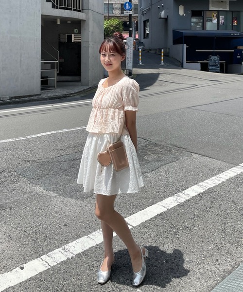 muguet（ミュゲ）の「【裏地付き】コットンリボンミニスカート