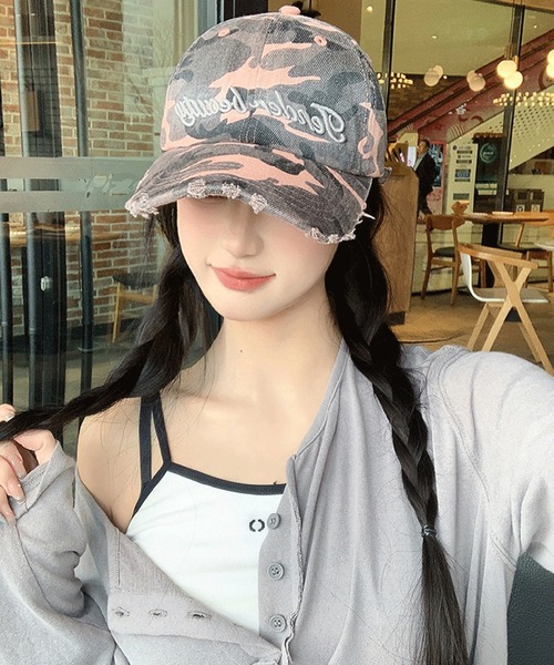 セール】Y2K グランジ カモフラージュ 迷彩 ダメージ加工 ロゴ刺繍