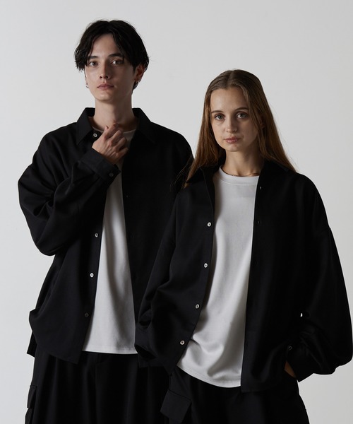 セール】【CLEL】Balloon Sleeve Loose Regular Collar Shirt