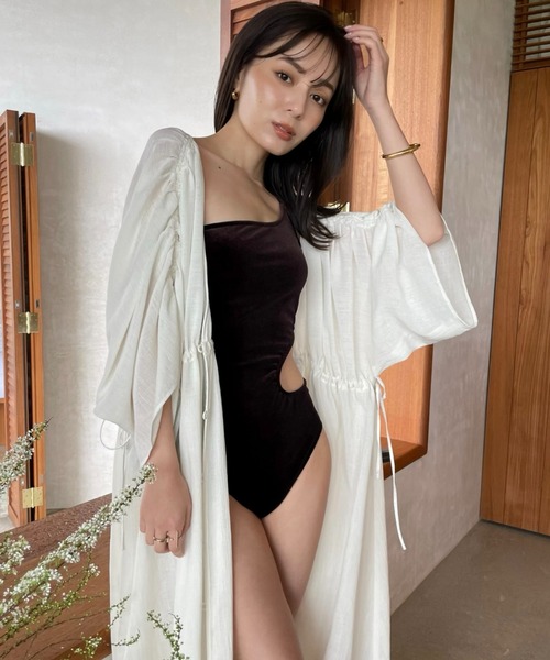 anuans（アニュアンス）の「サイドカットアウトベロアワンピース（水着