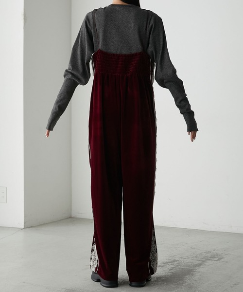 forksy.】サイドレースラインベロアキャミサロペット forksy.│MONO