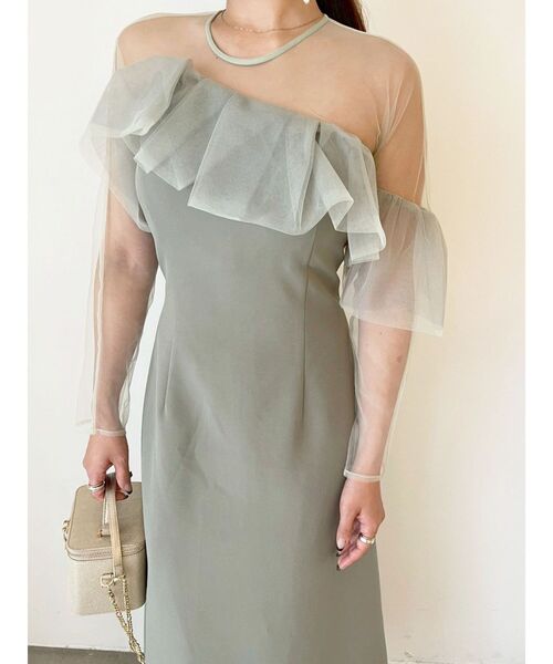 セール】LADYアシンメトリーフリルドレス 結婚式 お呼ばれ（ドレス