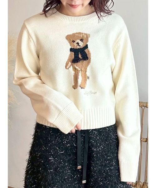 セール】【WEB・一部店舗限定カラー】Lily Bearフリンジマフラーニット