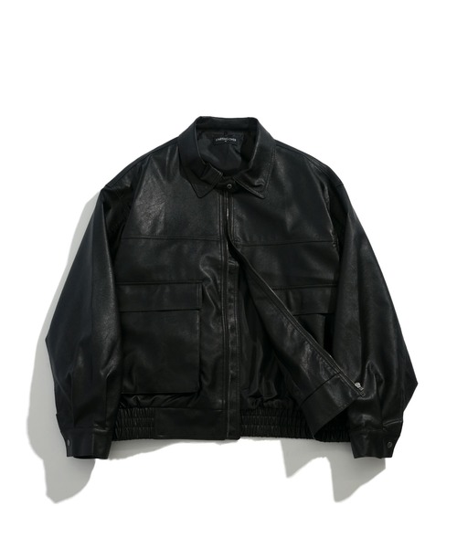 セール】2way ヴィンテージライク PU レザー 襟ボア A-2 G-1 ジップ