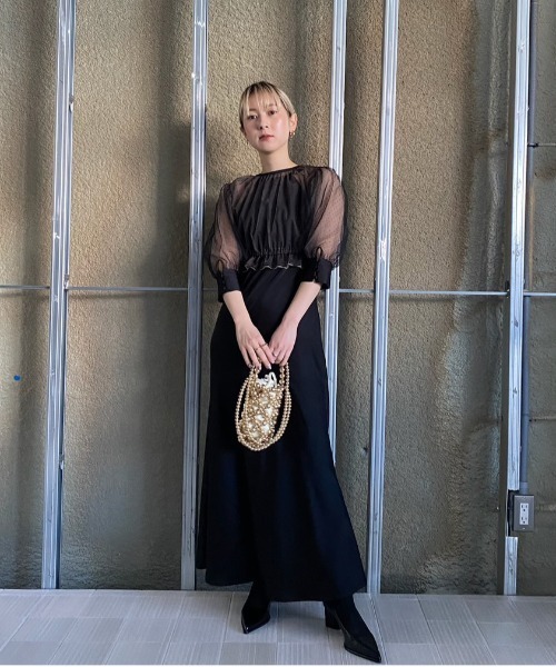 セール】DOT TULLE SET FLARE DRESS（ドレス）｜Ameri（アメリ）の