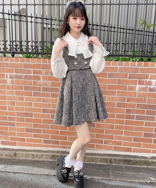 ROJITA（ロジータ）の「【新色追加/ピンク】ボウタイリボンツイード