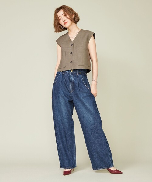 別注】＜upper hights for conte＞タックデニムパンツ UN（デニム