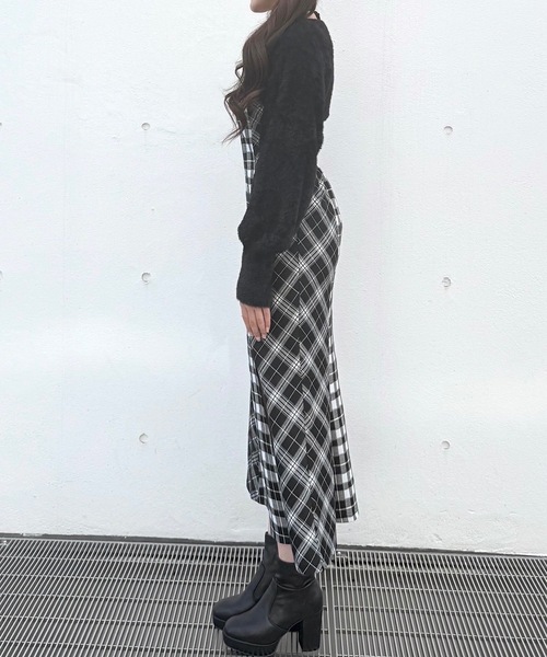 NOMAE（ノーマエ）の「シャギーボレロロングチェックワンピース