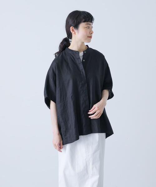 かぐれ（カグレ）の「リネンスクエアケープシャツ（シャツ/ブラウス