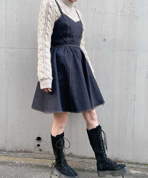 lilLilly（リルリリー）の「バックリボンデニムワンピース（ワンピース
