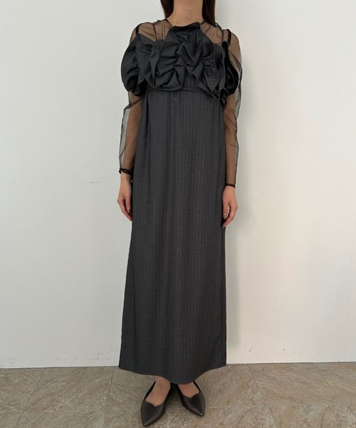 Wavy frill bustier stripe dress（ドレス）｜LE'RURE（リルアー）の