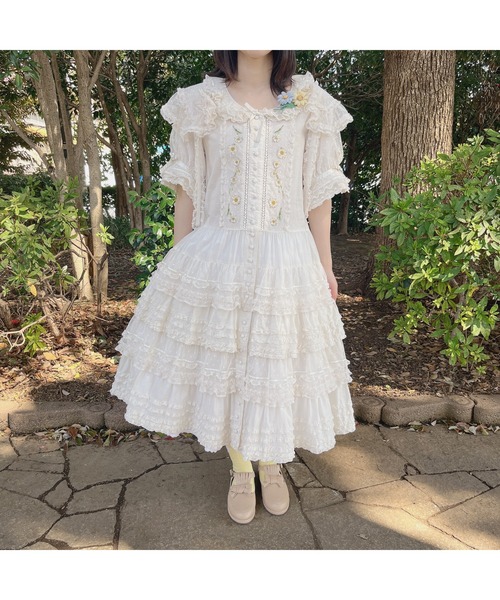 ピンクハウス♡ハートワッペン付き♡ドットチュールレースの ピンク