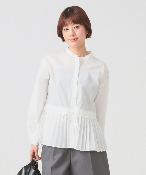 プリーツ キリカエ バンドカラー シャツ（シャツ/ブラウス）｜Ray