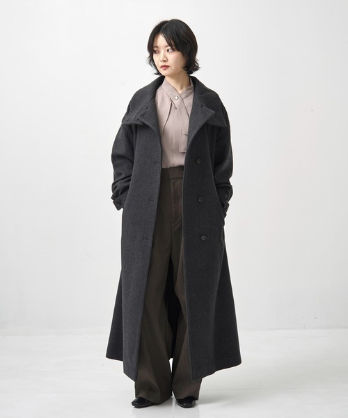 残りわずか！】スタンドカラーロングコート｜オフィスカジュアル