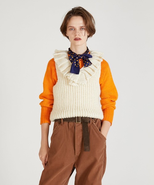 セール】【crinkle crinkle crinkle】hand knit ruffle vest/ハンド