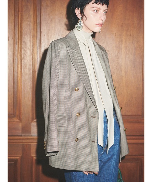 Mila Owen（ミラオーウェン）の「金釦2サイズチェックダブルブレザー