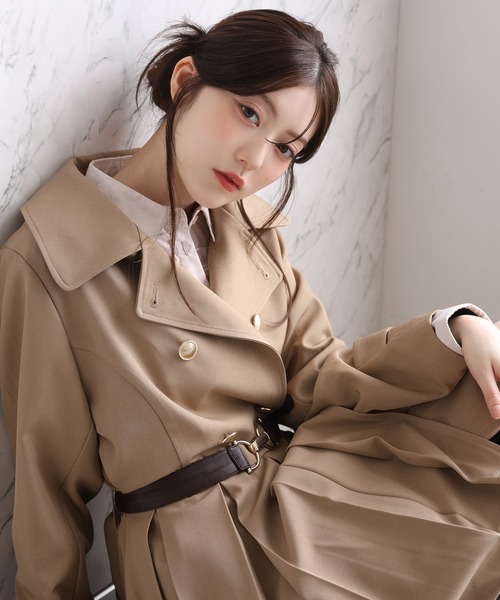 S/Mサイズ展開】ベルト付きトレンチコート（トレンチコート）｜one