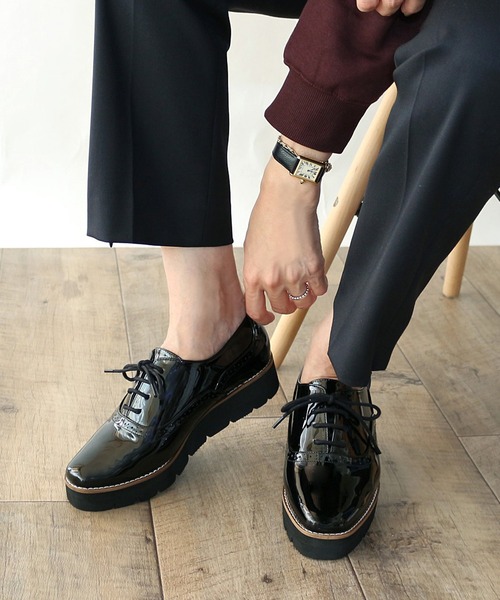 セール】厚底レースアップシューズ【低反発スポンジ入り】（ドレス
