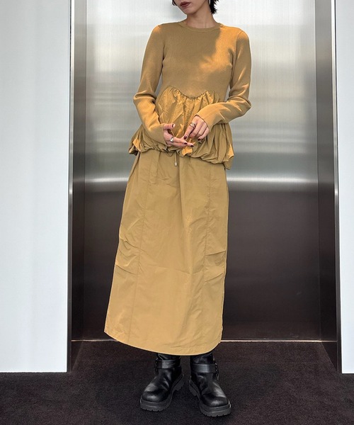 セール】BALLOON DETAIL KNIT DOCKING DRESS（ワンピース）｜Ameri