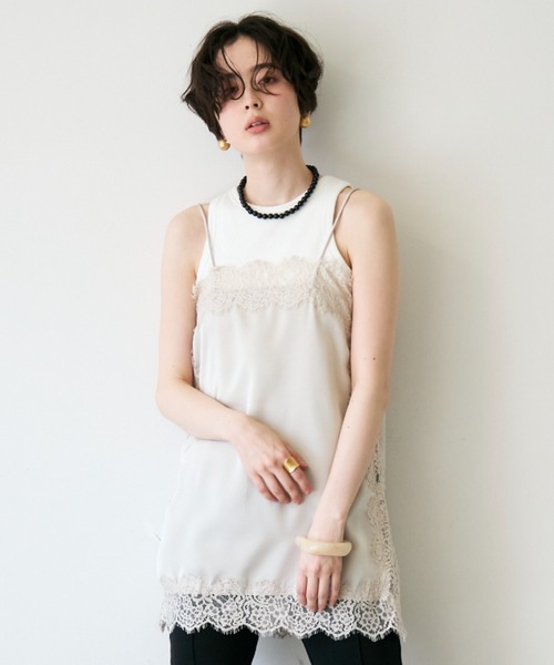 ケミカルレースサテンキャミソール（キャミソール）｜Trish