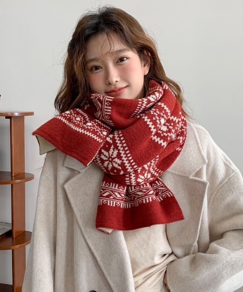 セール】ノルディック柄ニットマフラー（マフラー）｜SHEPP（シープ