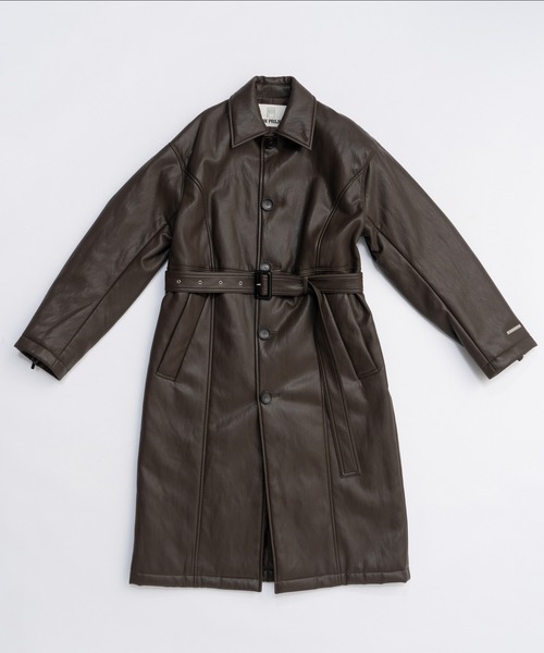 セール】ヴィーガンレザーオーバーロングコート / Vegan Leather