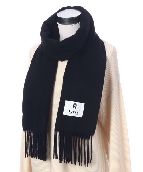 セール】カシミヤ100%マフラー Black ＆ White（マフラー）｜FURLA