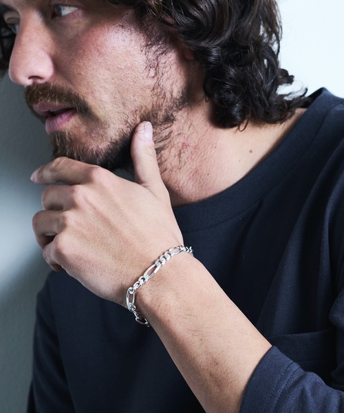 セール】スターリングシルバー フィガロチェーン ブレスレット 19cm