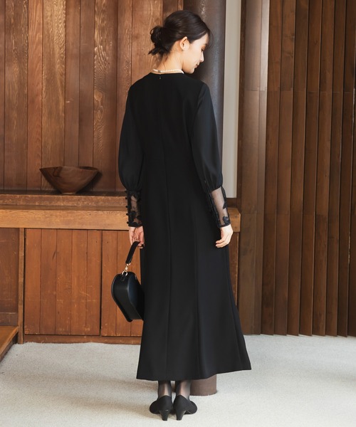 kaene】喪服・慶弔両用/エンブロイダリースリーブ/ドレス/ワンピース