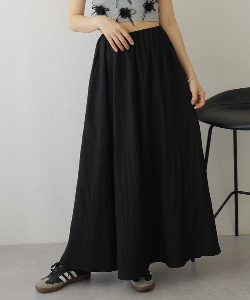 LAULEN（ローレン）の「gather long flare skirt /ソリッドカラー