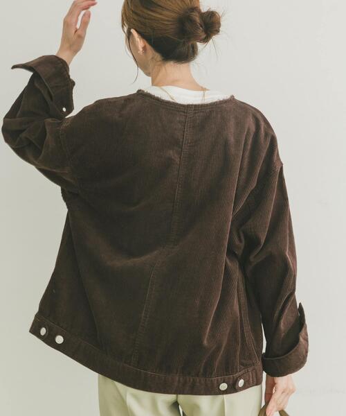 セール】『イージーケア』コーデュロイノーカラージャケット（ノー