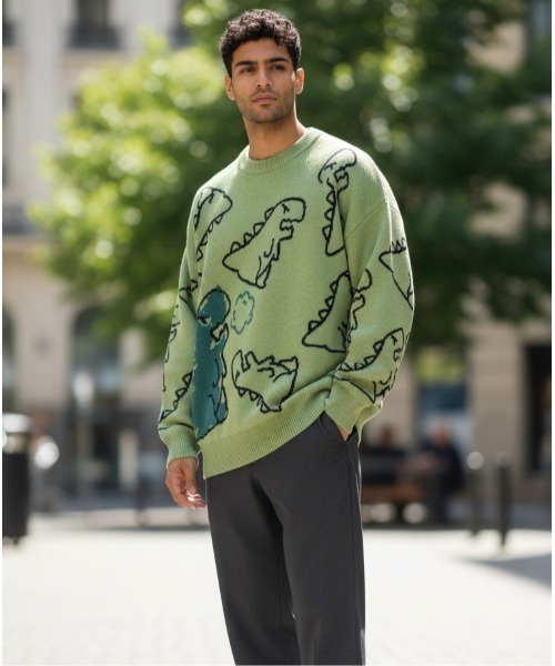 セール】恐竜柄 ニット（ニット/セーター）｜Sakka（サッカ）の