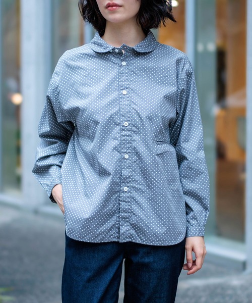D.M.G / ディーエムジー] ブロードドット ラウンドカラーシャツ