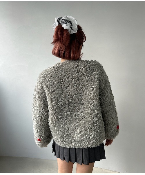 カラフルボタン ノーカラー ボアショートコート FD24W367【Fano