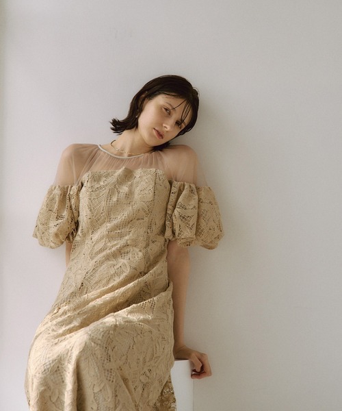 セール】Cotton race souffle sleeve dress（ドレス）｜LE'RURE