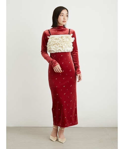 LILY BROWN（リリーブラウン）の「エンブロイダリーフラワーベロア